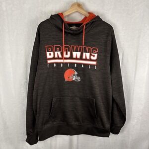 NFL Team Apparel Cleveland‎ Browns Cowl Neck Pullover Hoodie Brown Size Large
